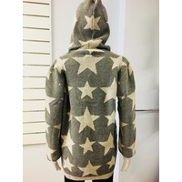 Aggel-Star Print Zip Cardigan with Pockets