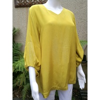 Berlin V Neck Shirt with Gathered Sleeve