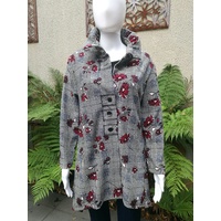 Domchi Jacket with Black/White Check with Burgundy Flower