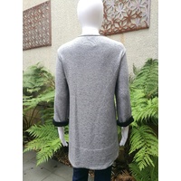 Domchi Fleece High/Low Top with Black Roll up Sleeve