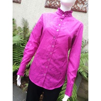 Domchi Cotton Voile Blouse with Frill at Neckline & Cuffs