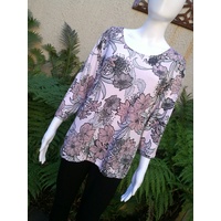 Domchi 3/4 Sleeve Top with Pink Floral