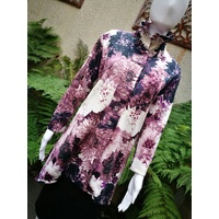 Domchi Purple Floral Jacket with Decorative Collar