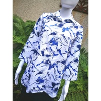 Domchi Blue Splatter Linen Shirt