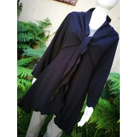 Domchi Black LongLine Ponti Jacket with Tie Front