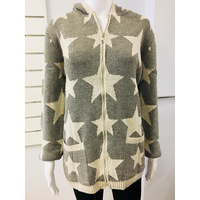 Aggel-Star Print Zip Cardigan with Pockets