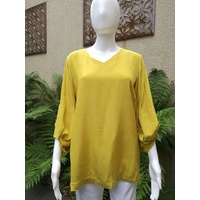 Berlin V Neck Shirt with Gathered Sleeve