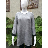 Domchi Fleece High/Low Top with Black Roll up Sleeve