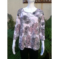 Domchi 3/4 Sleeve Top with Pink Floral
