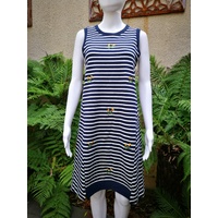 Vassalli Sleeveless Embroidered Dress with Rib Hem