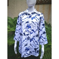 Domchi Blue Splatter Linen Shirt