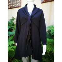 Domchi Black LongLine Ponti Jacket with Tie Front