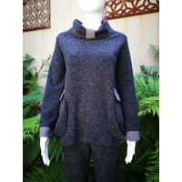 Charcoal Top with fluffy interior and Light Grey Trims