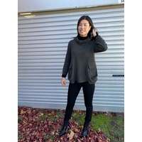 Olive Green Top with Feature Neck and Pockets by Domchi