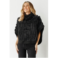 Holmes & Fallon Poncho with Faux Fur Rows with Large Colloar