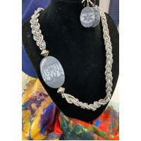Selrah Lightweight Wooden Jewellery Set  - Grey Lace