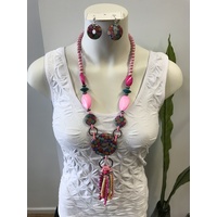 Selrah- Pink Flower necklace and earring set