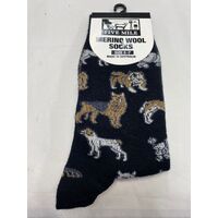 Five Mile Merino Wool Sock Black with Dogs