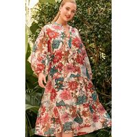 Adorne Chloey Tiered Sheer Floral Dress