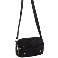 Pierre Cardin Cross Body Anti-Theft Nylon Bag - Black