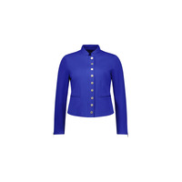 Zip Up Military Style Jacket Button Det Royal Blue